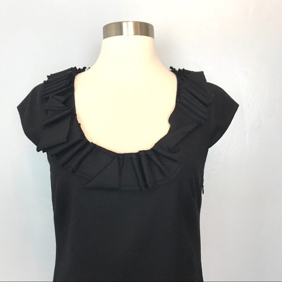 J Crew Black Ribbon Ravine Cap Sleeve Wool Dress S - Picture 11 of 12